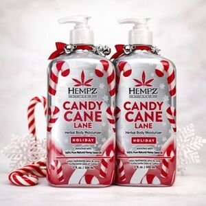 Hempz Candy Cane Lane Herbal Body Moisturizer 2-Pack 17oz Holiday Limited Editio